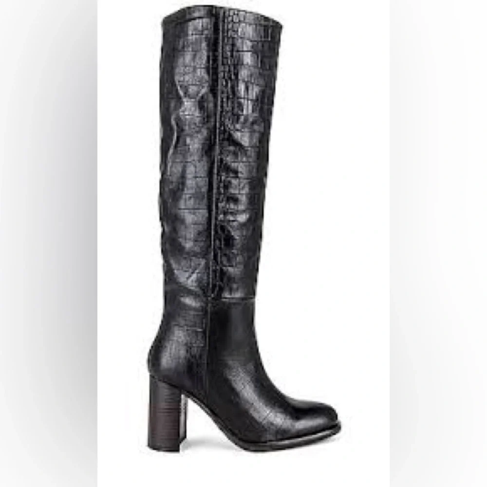 Free People Grayson Tall Boot in Black Croc Size 36